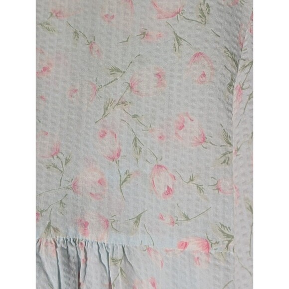 VTG Carriage Court Nightgown & House Robe 2X Blue Pink Floral Eyelet Lace Ribbon - Picture 9 of 15